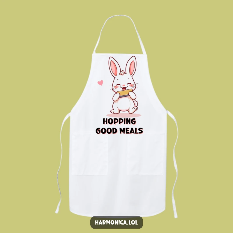 Funny Cheerful Rabbit Harmonica Apron - Cook with Happy Tunes