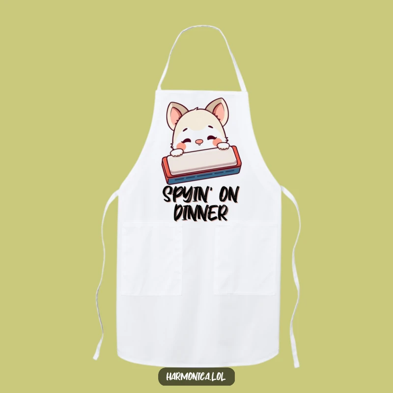 Funny Shy Harmonica Apron: Cook with Playful Curiosity!