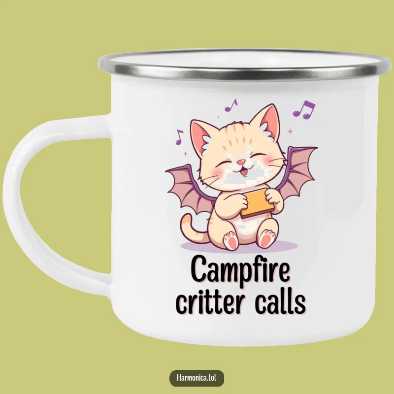 Funny Kitten Harmonica Camping Mug: Trail Tunes - Rugged Funny Gift for Hikers