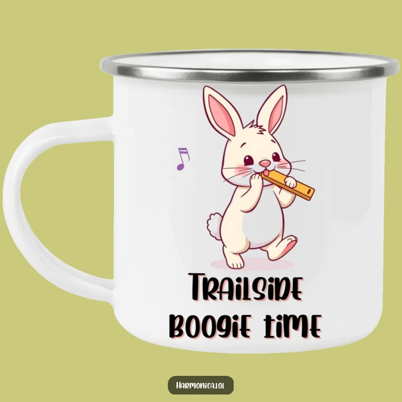 Funny Bouncy Bunny Harmonica Camping Mug: Outdoor Rhythms, Durable Funny Gift
