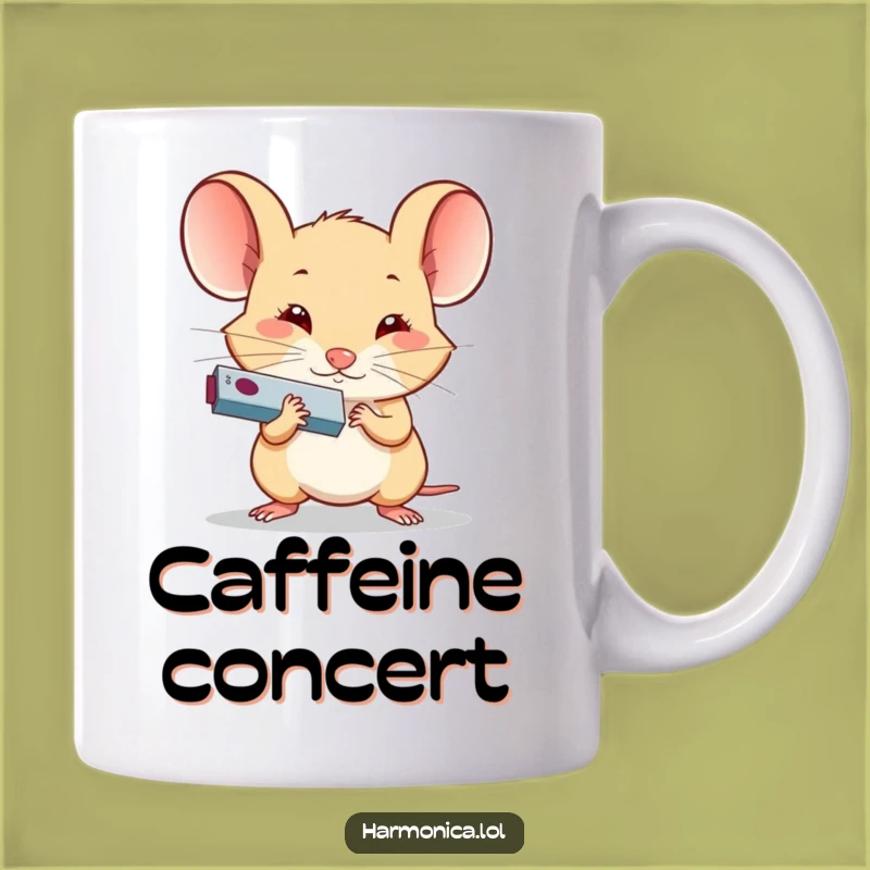 Funny Determined Mouse Harmonica Mug: Tiny Musician, Big Sound, Perfect Gift
