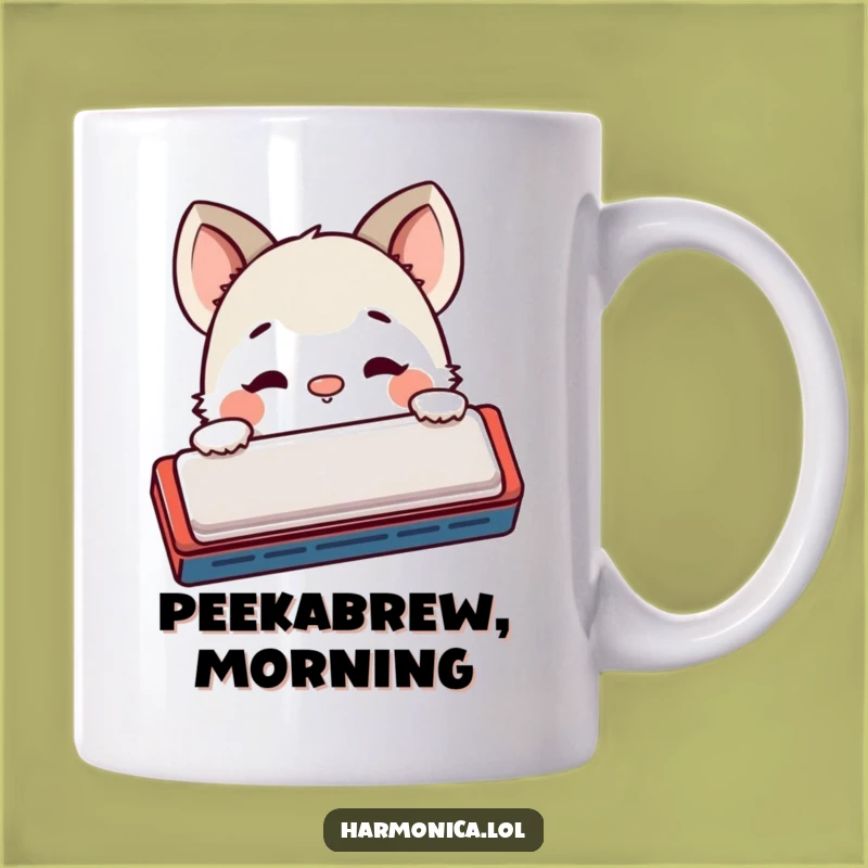 Funny Shy Creature Harmonica Peek Mug: A Curious and Comical Gift!