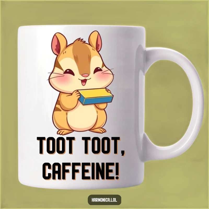 Funny Happy Chipmunk Harmonica Mug - Cheerful Musical Gift