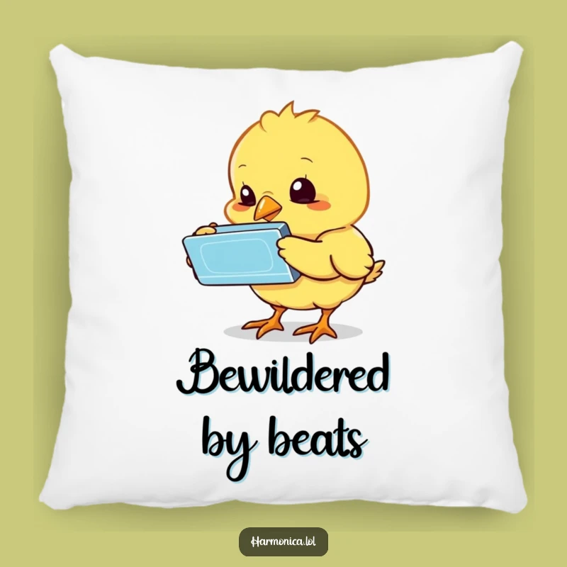 Funny Bewildered Chick Harmonica Pillow: Cozy Up with Cute Confusion, Adorable Funny Gift