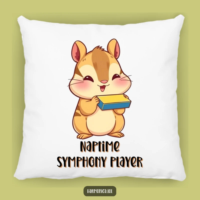 Funny Happy Chipmunk Harmonica Pillow - Cozy Musical Accent