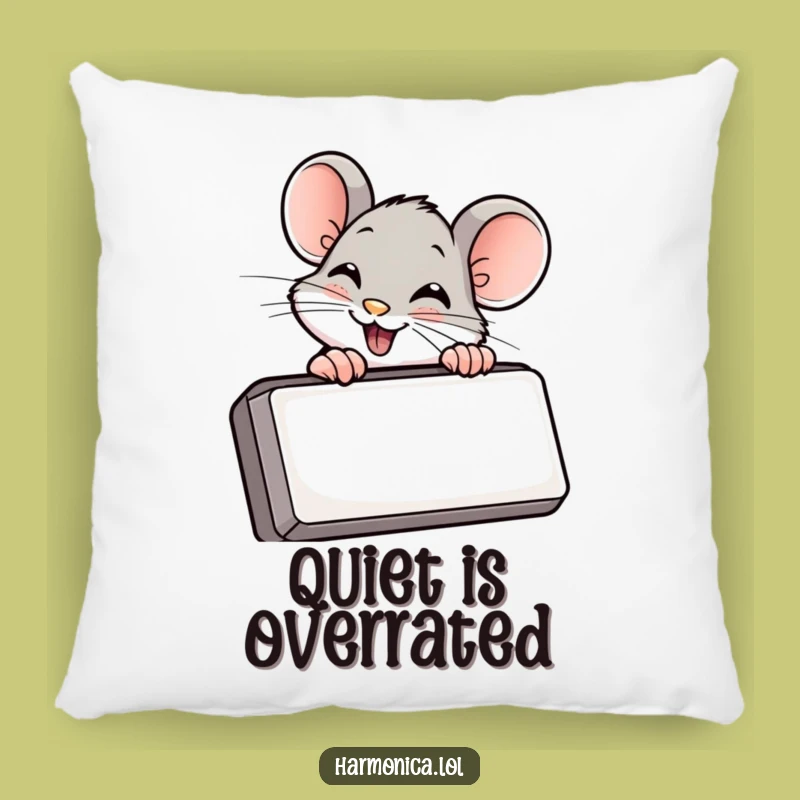 Funny Mouse Harmonica Pillow: Giggling Comfort - Adorable Funny Gift Throw