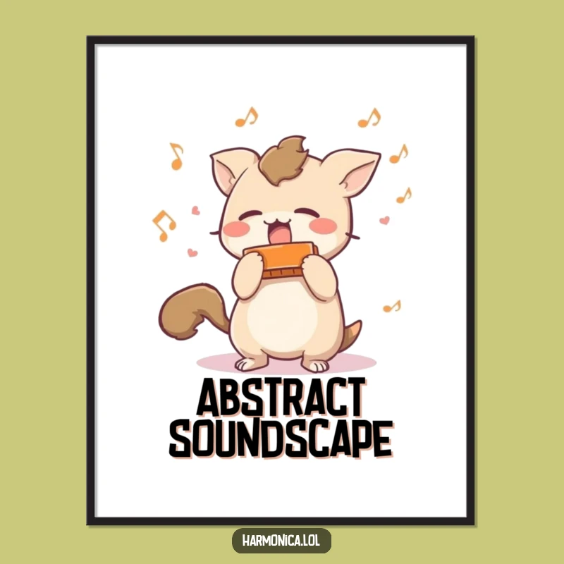 Funny Harmonica Creature Digital Art: Instant Musical Joy for Your Space!