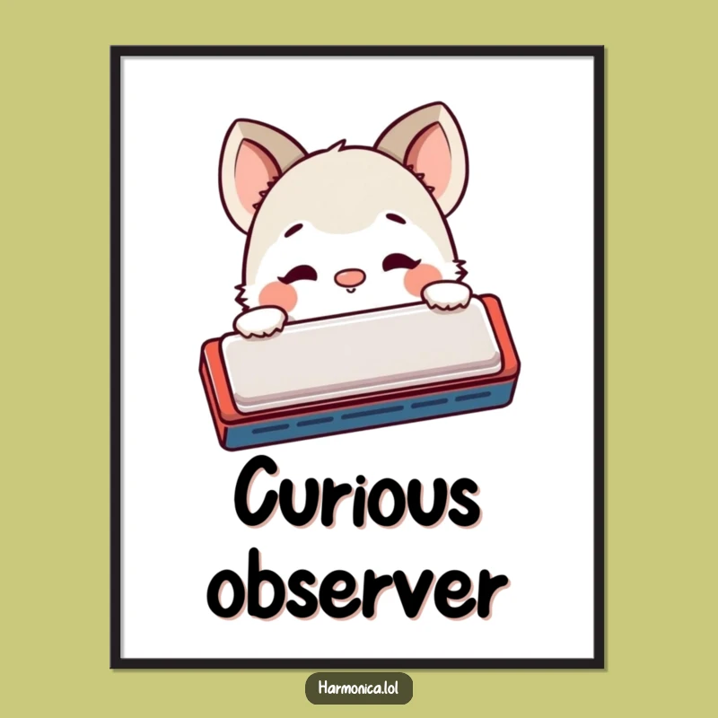 Funny Shy Harmonica Digital Art: Instant Playful Curiosity!