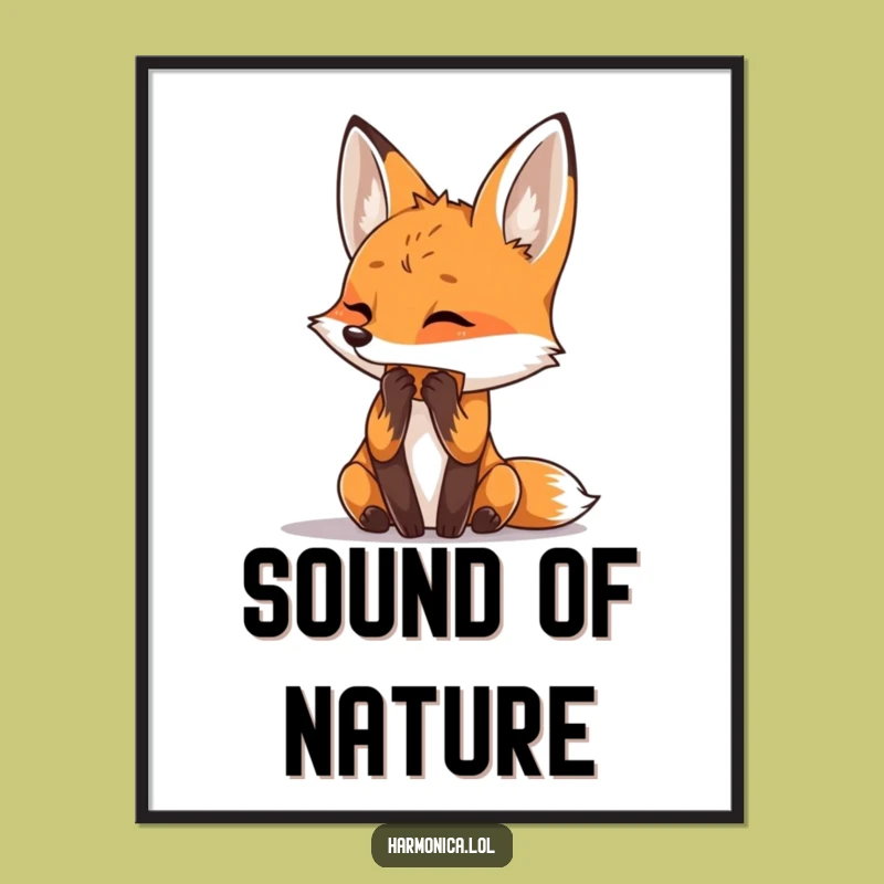 Funny Fox Harmonica Digital Art: Instant Joy - Printable Funny Gift Decor