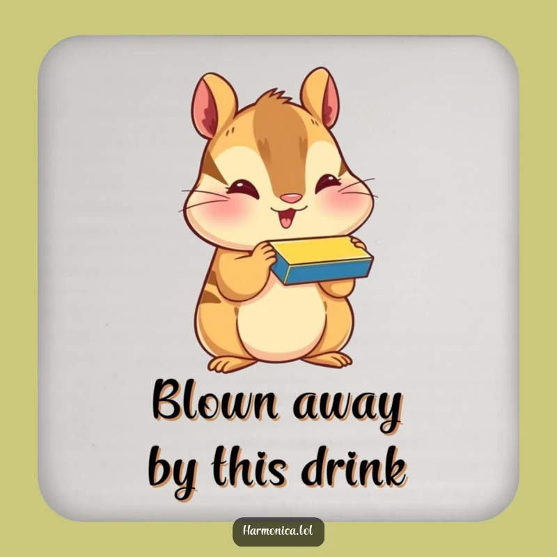 Funny Happy Chipmunk Harmonica Coaster - Protect Surfaces with Music