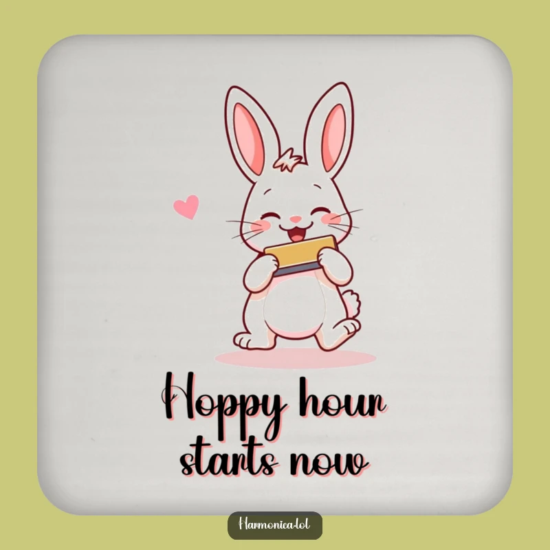 Funny Cheerful Rabbit Harmonica Coaster - Protect Surfaces with Smiles