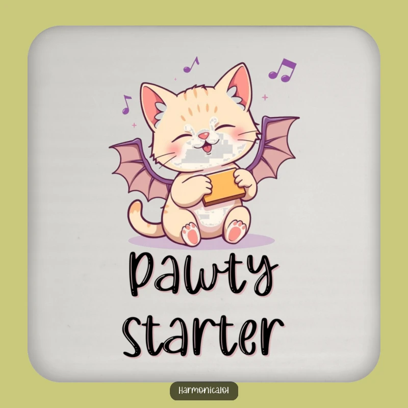 Funny Kitten Harmonica Coaster Set: Protect Surfaces with Playfulness - Unique Funny Gift