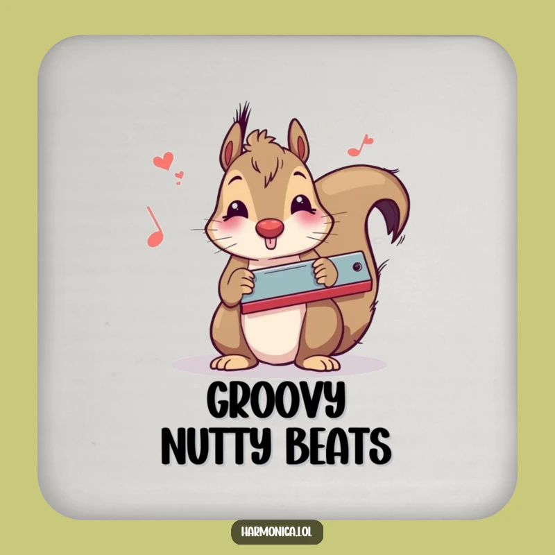 Funny Squirrel Harmonica Coasters: Protect Surfaces with Musical Rodent Charm, Set of Funny Gifts