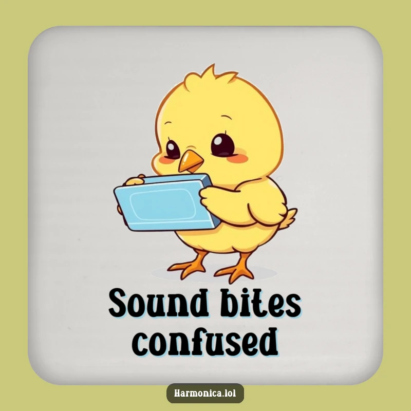 Funny Bewildered Chick Harmonica Coasters: Protect Tables with Cute Confusion, Set of Funny Gifts