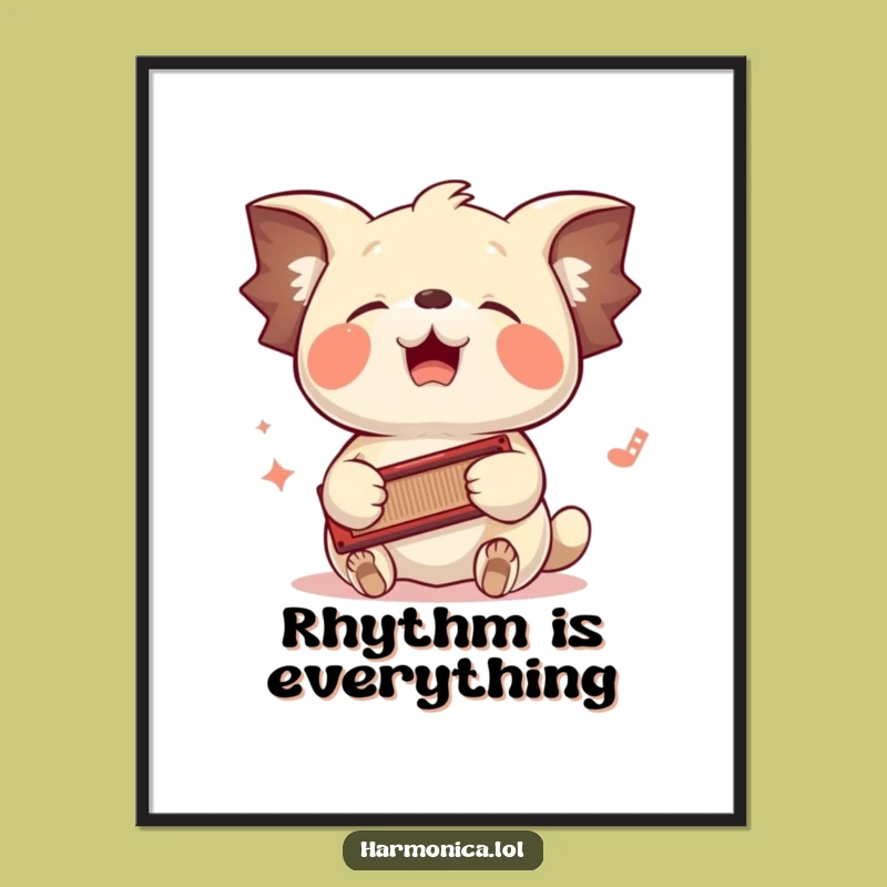 Funny Floppy-Eared Harmonica Poster: Add Rhythmic Laughter to Your Walls!