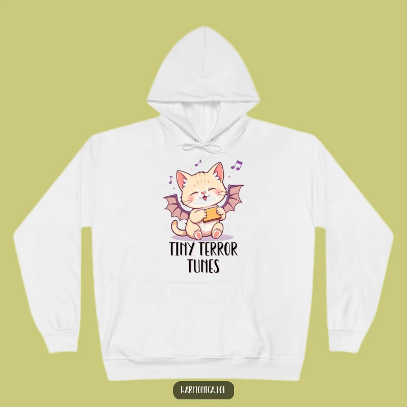 Cozy Funny Kitten Harmonica Hoodie: Playful Pet Comfort - Great Funny Gift Idea