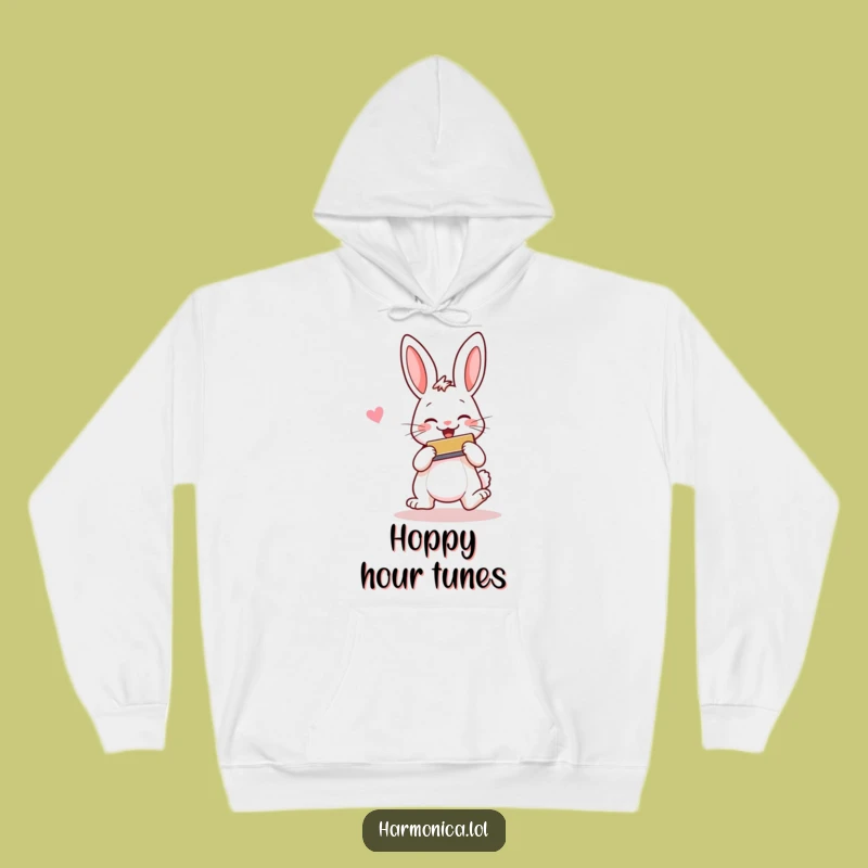 Funny Cheerful Rabbit Harmonica Hoodie - Cozy & Joyful Comfort