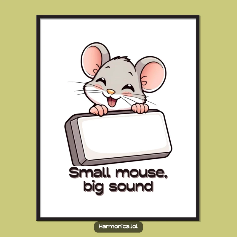 Free Printable Wall Art: Funny Mouse Harmonica Player Downloadable Decor