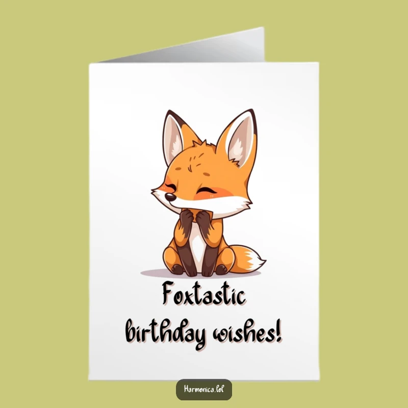Free Printable Fox Birthday Card: Funny Downloadable Harmonica Player Gift