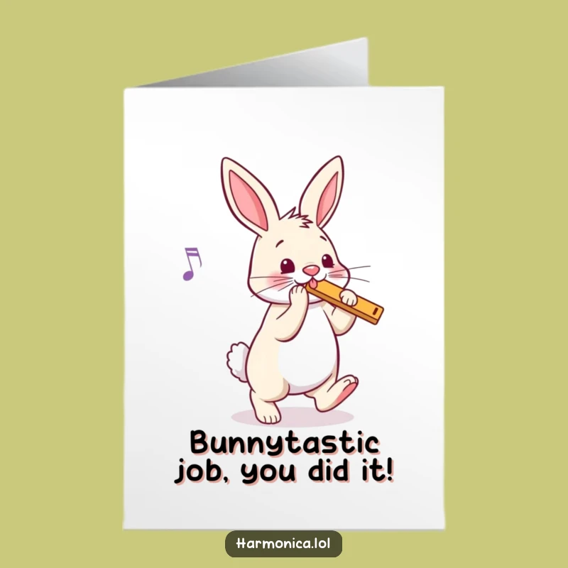 Free Printable Congrats Card: Bunny's Victory Dance - Downloadable Joyful Art