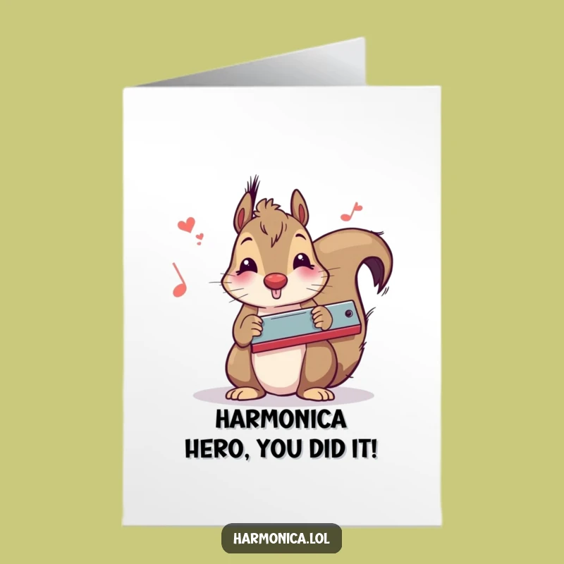 Free Printable Congratulations Card: Humorous Squirrel Harmonica Solo - Downloadable Gift