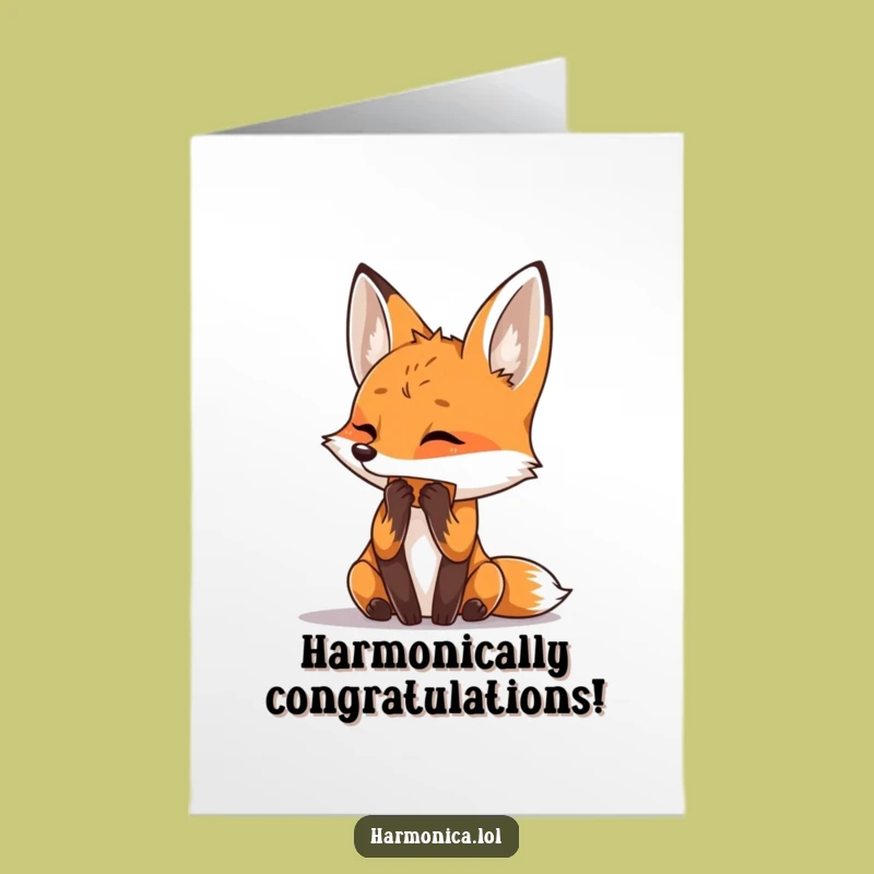 Free Printable Fox Congrats Card: Humorous Downloadable Harmonica Star Gift