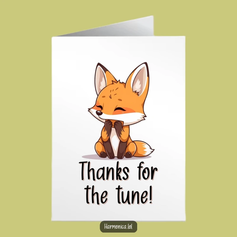 Free Printable Fox Thank You Card: Whimsical Downloadable Harmonica Thanks Gift