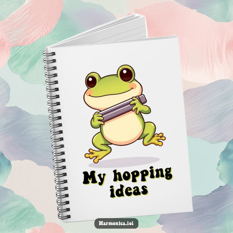 Funny Cheerful Frog Harmonica Notebook: A cheerful frog hopping with a harmonica, inspiring musical notes and creative writing.