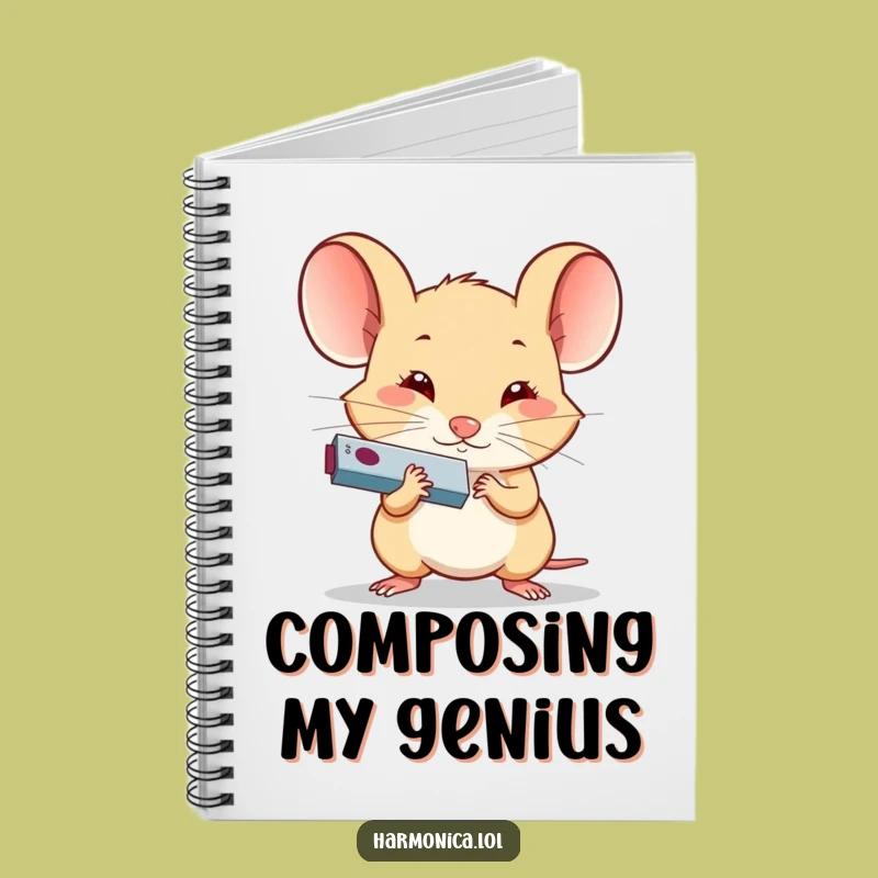 Funny Determined Mouse Harmonica Notebook: Musical Notes, Journal Gift