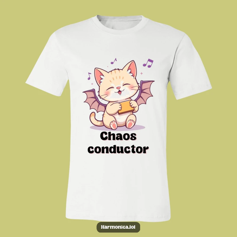 Funny Kitten Harmonica T-Shirt: Playful Paws Music - Ideal Funny Gift for Musicians