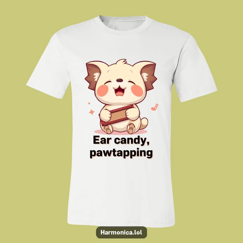 Funny Harmonica Jam T-Shirt: Floppy-Eared Creature Grooves to Music!