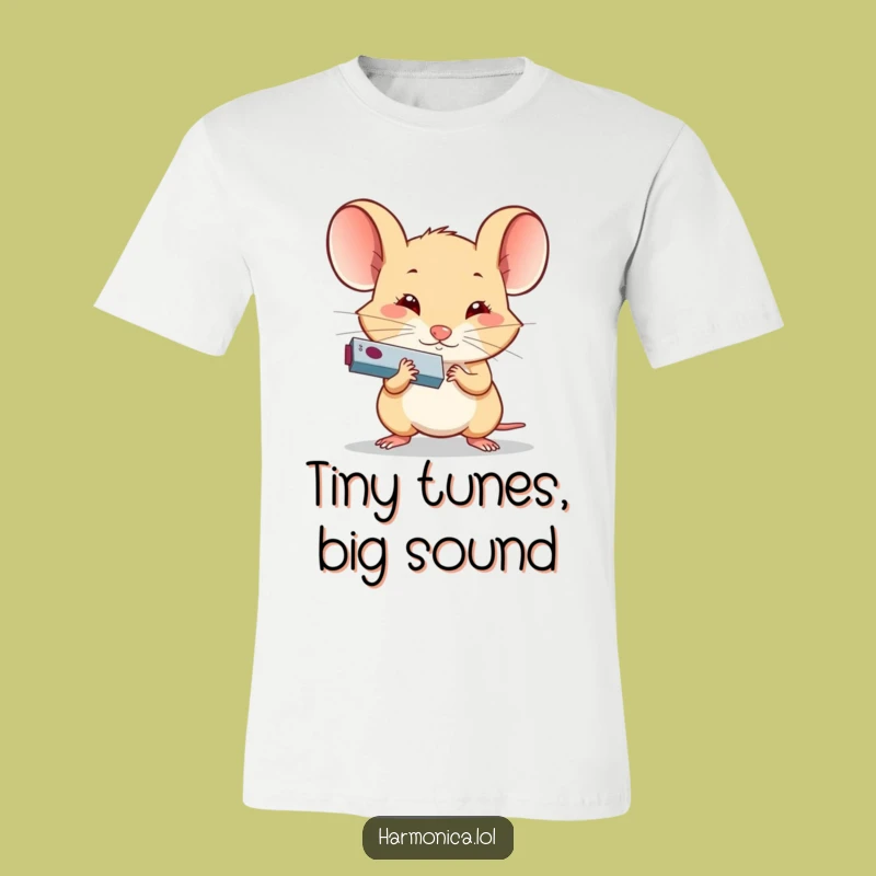Funny Determined Mouse Harmonica T-Shirt: Big Effort, Tiny Tune, Great Gift