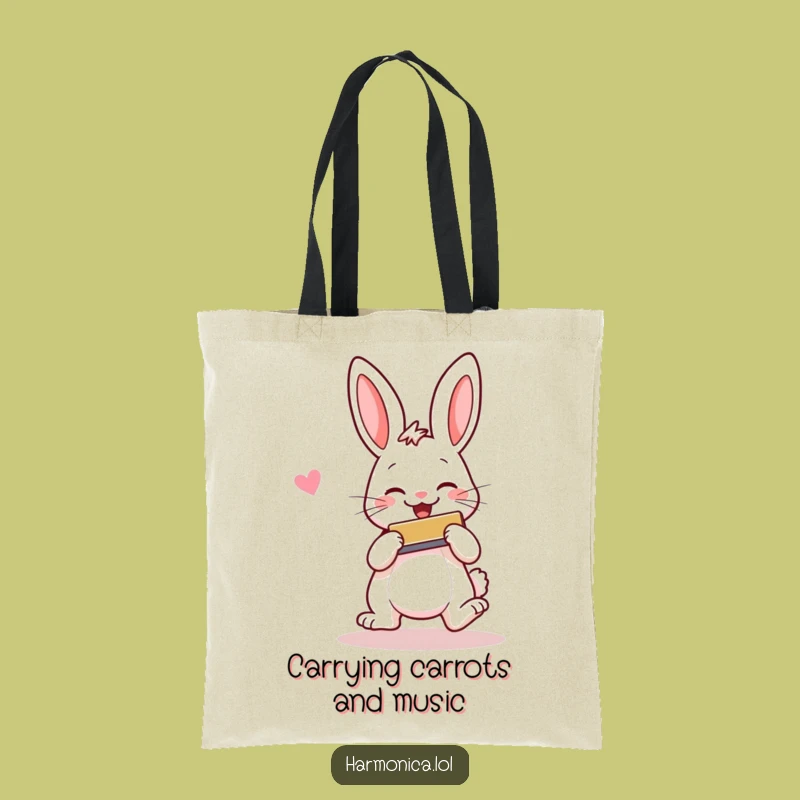 Funny Cheerful Rabbit Harmonica Tote Bag - Carry Your Smiles
