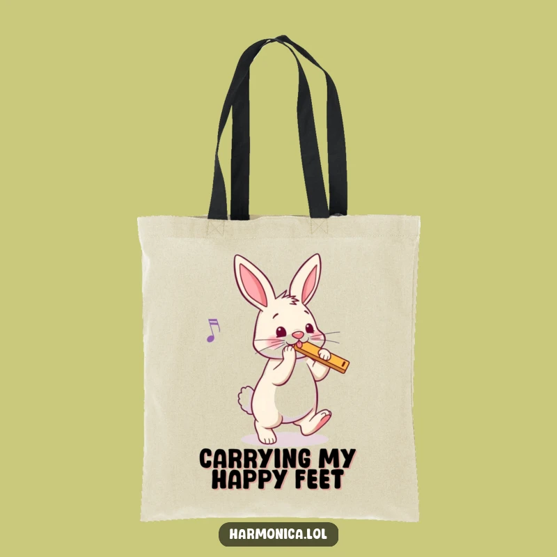 Funny Bouncy Bunny Harmonica Tote Bag: Carry Your Tunes and Joy, Chic Funny Gift