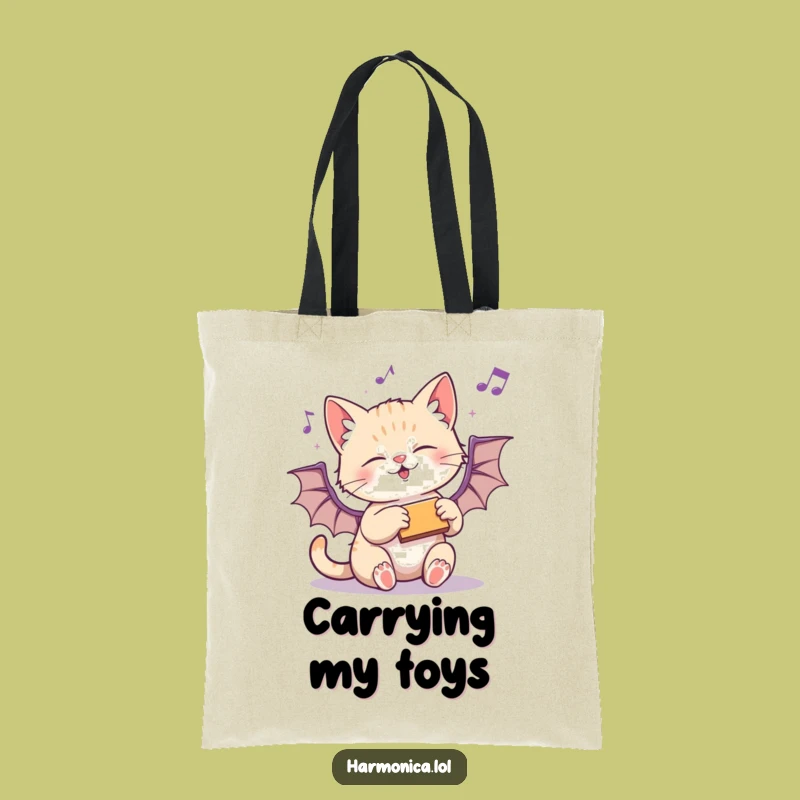 Funny Kitten Harmonica Tote Bag: Carry Your Melody - Chic Funny Gift Accessory