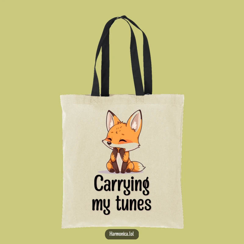 Funny Fox Harmonica Tote Bag: Carry Your Tunes - Chic Funny Gift Accessory