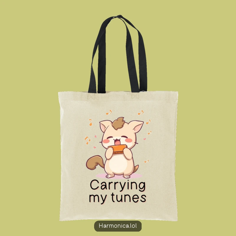 Funny Harmonica Creature Tote Bag: Carry Your Tunes and Laughs in Style!